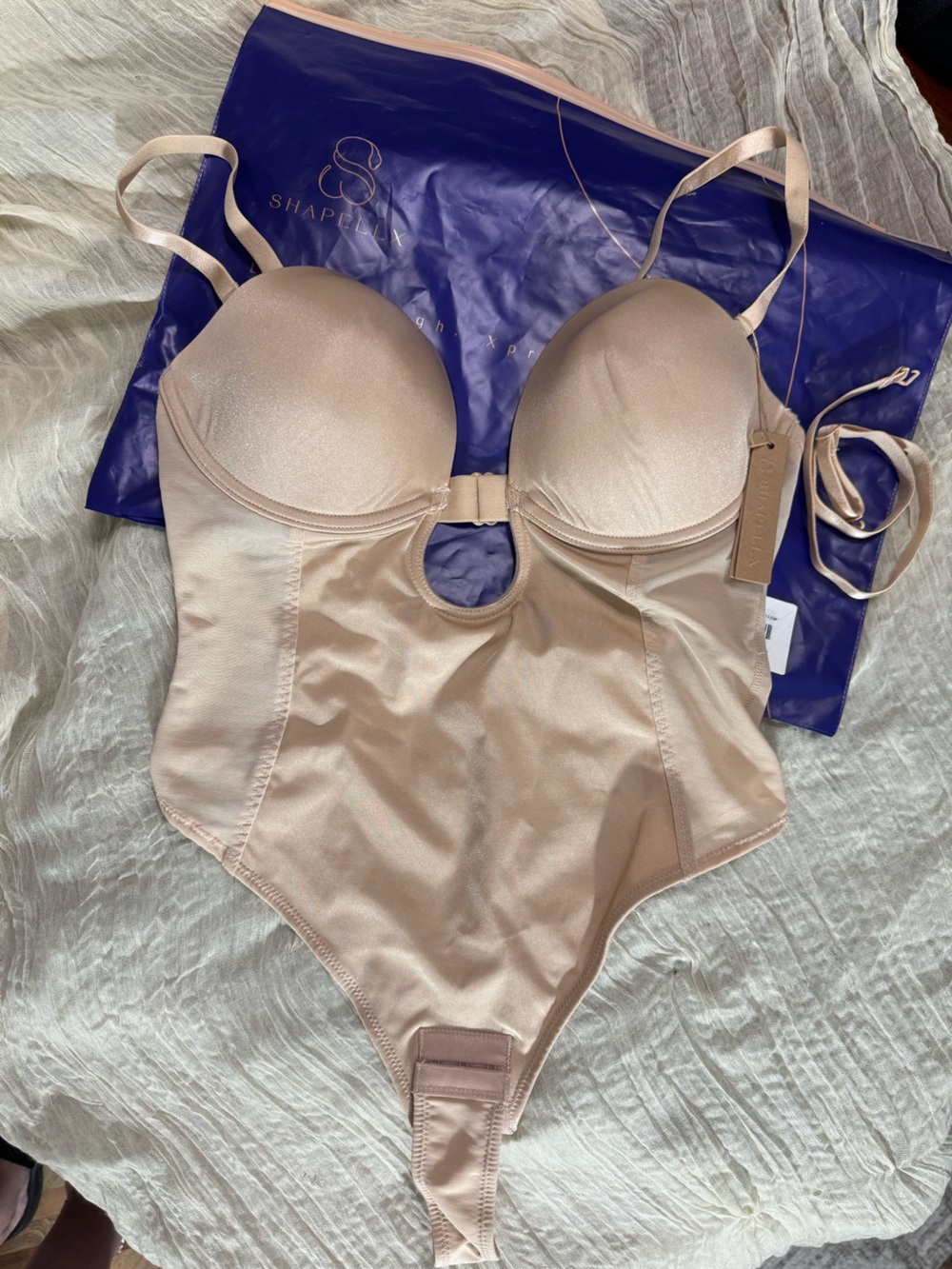Shapellx AirSlim Deep Plunge Low-Back Thong Bodysuit